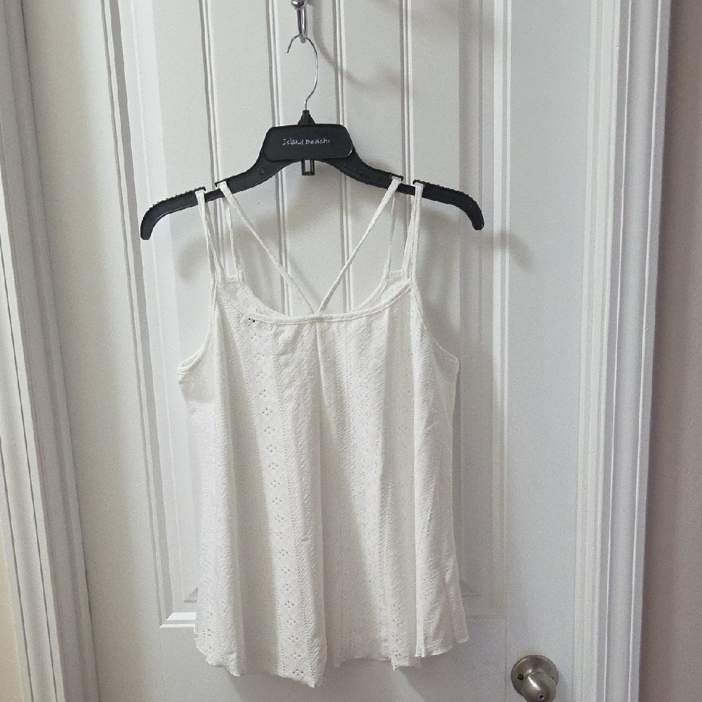 Women's White Eyelet Double-Strap Camisole - Picture 3 of 7
